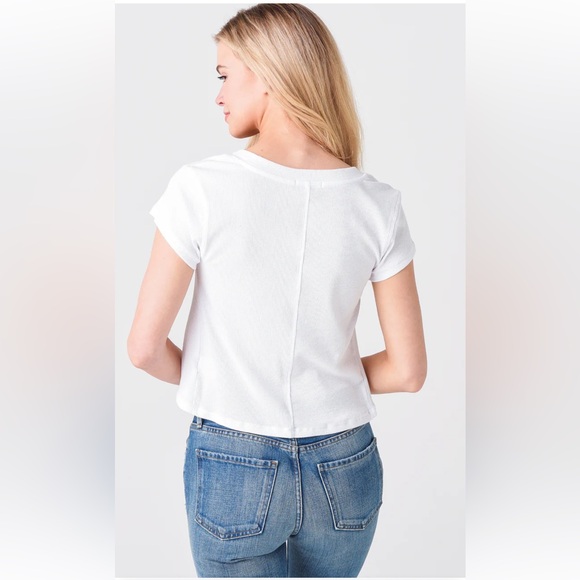 Z Supply Ava Rib V-Neck White Tee - Picture 2 of 5